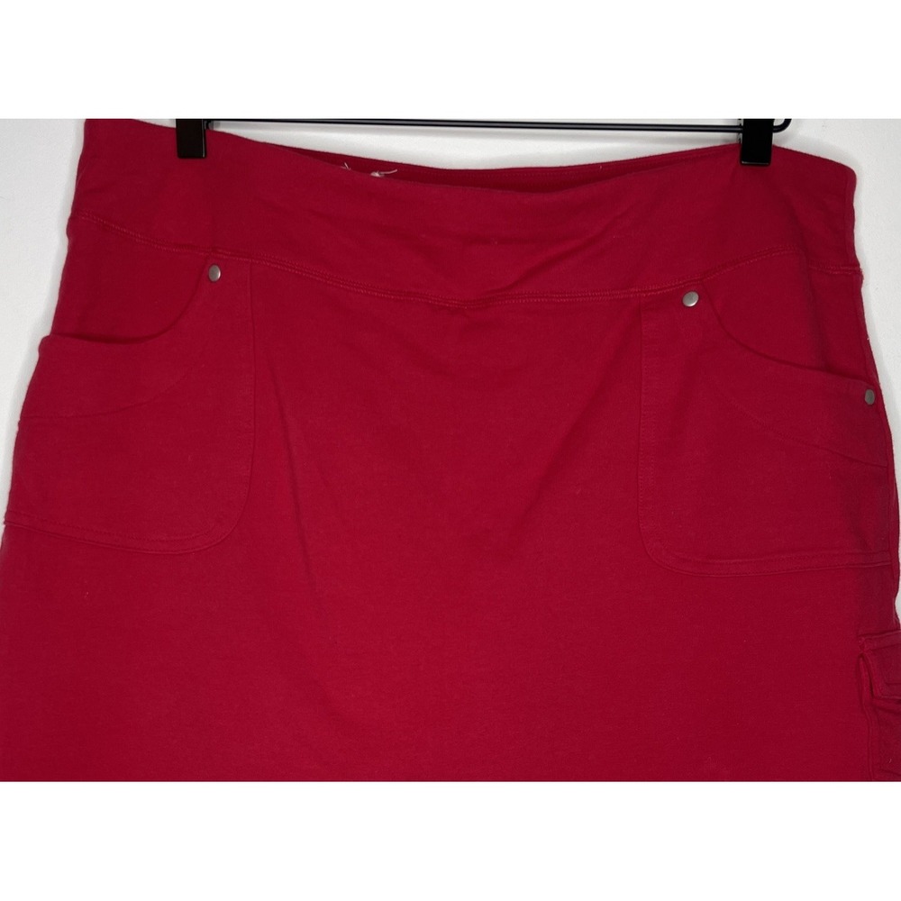 Style & Co. Size L Skort Skirt Red Elastic Waist Pull On Stretch Pockets Cotton